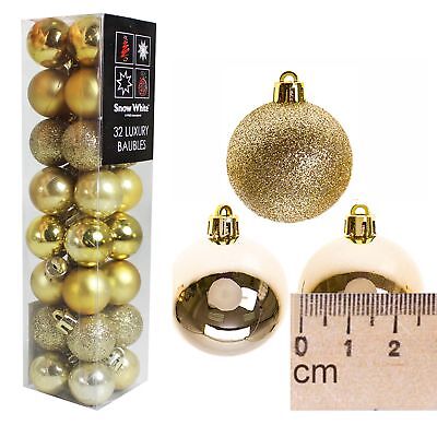 Christmas Tree Decorations PALE GOLD 32 x 25mm Mini Christmas Baubles