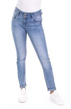 BLUE MONKEY JEANS B  WARE NEU BLAU GÜRTEL CROPPED FRANSEN SHAPING DESTROYED