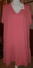 A New Day Size Large Womans Dress Ruffle at Bottom Short Sleeve Coral Color 37"