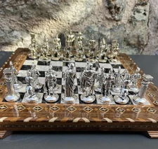 Luxury Roman Chess Set Handmade Wood Board Vintage Themed- Christmas Gift 🎁