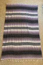 Mexican Falsa Blanket Serape Fringe 70  x 45  Purple Gray Black White