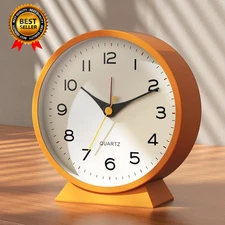 4.5"Analog Alarm Clock Small Retro Desk Clock Battery Operated Slient Metal Tabl