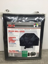 Chef Shop Deluxe Grill Cover Extra Large 68in Black Lined Vinyl Full Length
