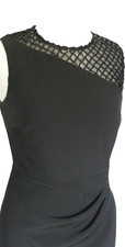 Halston Kenda Sleeveless Sequin Net Crepe Sheath Fitted Cocktail Dress US Size 6