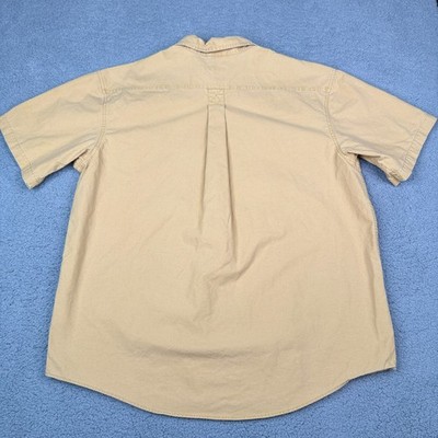 LL Bean Shirt Men XL Yellow Sunwashed Canvas Short Sleeve