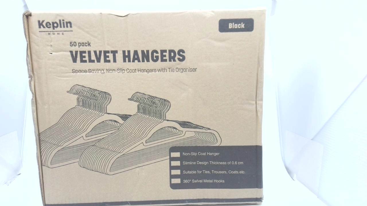 KEPLIN Velvet Hangers 50 Pack - Non-Slip Clothes Hangers with Tie Bar & 360° Hoo