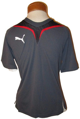 NWT Puma v-Konstruct Youth Boys Soccer Shirt Jersey YM Charcoal/Puma Red MSRP$65