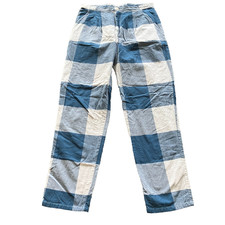 Urban Renewal Linen Feel Pants Small Blue White Checkered VTG Fabric USA Made