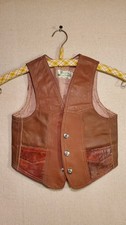 Child's Vest Leather Western from Mexico Vintage Brown Cute Costume Playtime