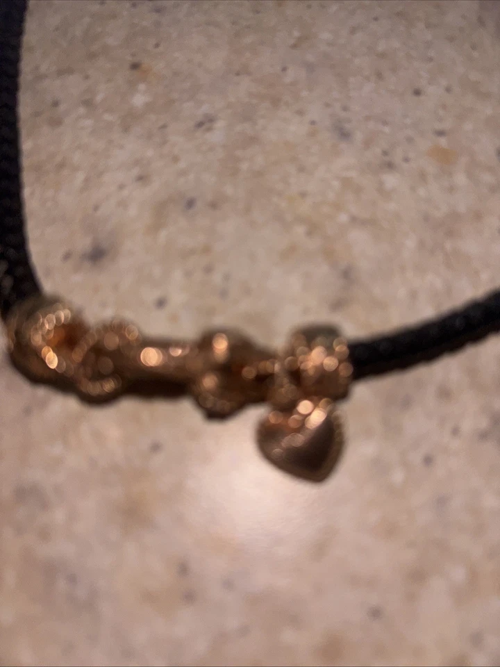 Collar de cuero de circonita cúbica con corazón de plata esterlina sobre oro rosa Judith Ripka de diseñador Foto 4 de 4