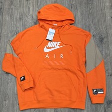 Nike Air Fleece Hoodie Size Medium Mens Safety Orange Pullover Loose Fit 80