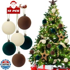 Dazftiey 12 PCS Velvet Ornaments for Christmas Tree Decorations, Elegant Velv