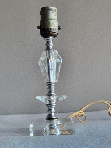 Vintage Mid-Century 50er Jahre geschliffenes gestapeltes Glas Akzent Tischlampe • funktioniert 9" - Bild 14 von 24
