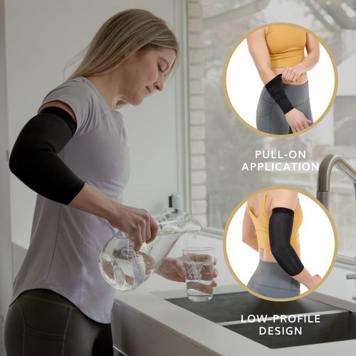 Copper Elbow Compression Sleeve - Full Arm Support Recovery Brace for Tendonitis - Picture 5 of 7