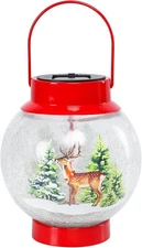 MUMTOP Solar Lantern Christmas Reindeer Light, Crackle Glass Christmas Lanterns