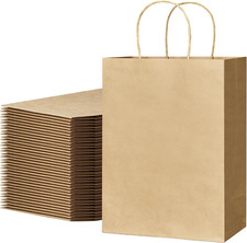 Bolsas de regalo 100 piezas bolsas de papel marrón con asas a granel 8X4.5X10.8 pulgadas papel regalo B