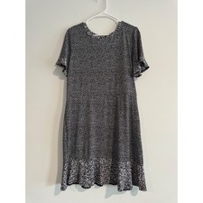 Shift Summer Dress Michael Kors Pebble Print Womens Large Black Floral Ruffle