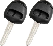 X AUTOHAUX 2pcs 2 Buttons Uncut Key Fob Remote Control Case Shell Black 