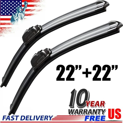 22" & 22" Windshield Wiper Blades All season Bracketless Hook Beam Wipers Pair