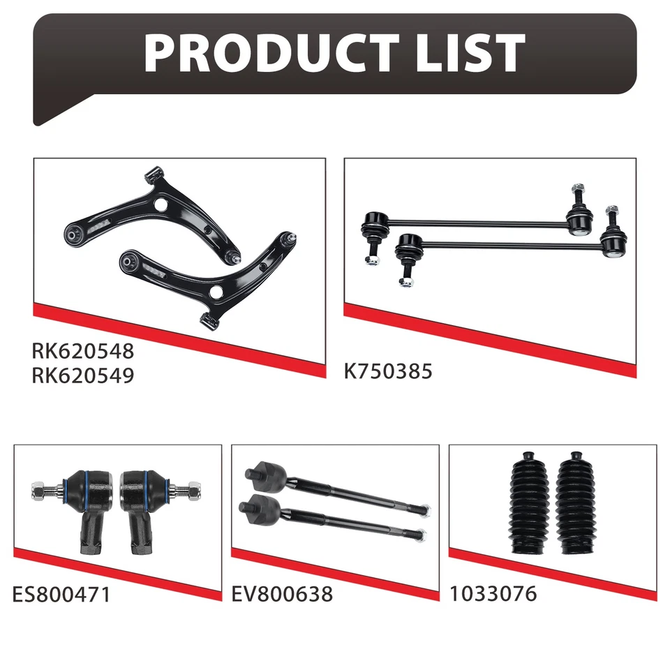 Kit de barras estabilizadoras Tierod de brazo de control inferior delantero 10X para Mitsubishi Lancer Outlander Foto 2 de 4