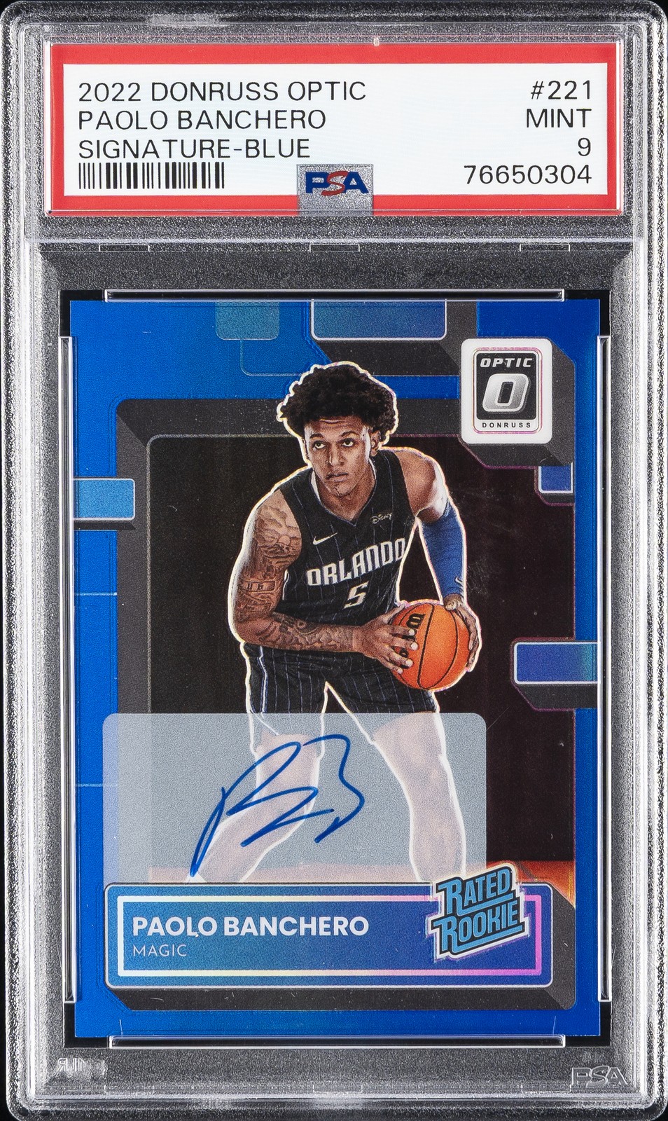 2022 PANINI DONRUSS OPTIC SIGNATURE-BLUE #221 PAOLO BANCHERO 13/49 PSA 9