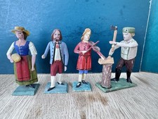 Grulich Wooden Bohemian Folk Figures. Pre War c1900. Rare