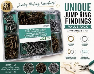 Unique Jump Ring Findings Value Pack 228pc Antique Gold & Silver Jewelry Kit