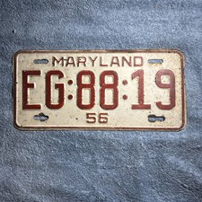 1956 Maryland License Plate EG-88-19