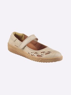 airsoft modern Damen Klettschuhe Ballerina Halbschuhe Leder sand Gr. 37