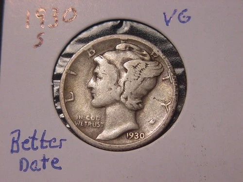 1930-S MERCURY DIME VG OR A LITTLE BETTER POPULAR DATE SHIPS FREE