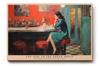 Paul Sinus Wandbild The Girl in the Green Dress   Frau in grünem Kleid an