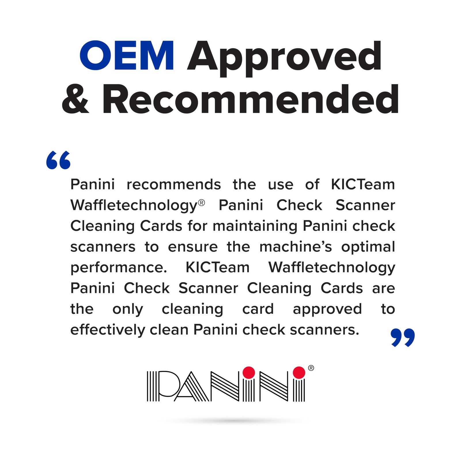 KICTeam - Waffletechnology® Cleaning Cards for Panini Check Scanners (15 Cards)