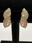 Vintage Swarovski Signed S.A.L. Rhinestone Earrings Gold Tone Clip On. — photo 2
