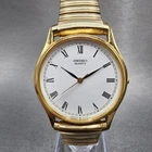Seiko Watch Men 32mm White Dial Gold Tone Round 5p31-7009 New Battery