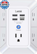 5 Outlet Extender Multi Plug Wall Outlets with 4 USB Charging Ports 1 USB...