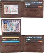 Wallet for Men Genuine Leather RFID Bifold with 2 ID Window