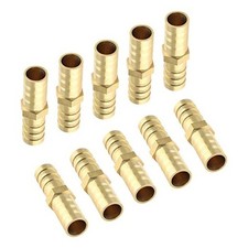 10Pcs Brass Hose Barb Fitting, 3/8" x 3/8" Hose ID Brass Hex 3/8" x 3/8" Barb