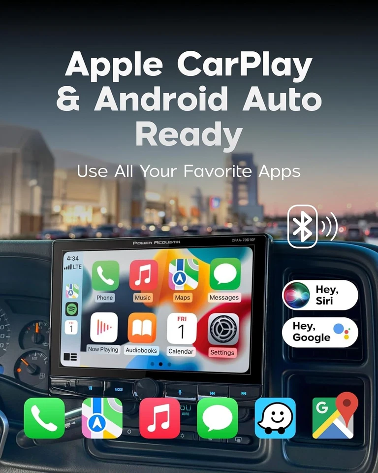 CPAA-70D10F 10.6" Double Din Bluetooth Car Stereo - Apple CarPlay & Android Auto - Image 3 of 4