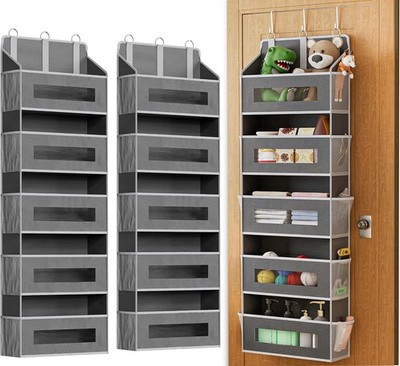 2 Pack 5 Tier Over The Door Organizer Large Capacity Behind Door Hanging Shelves