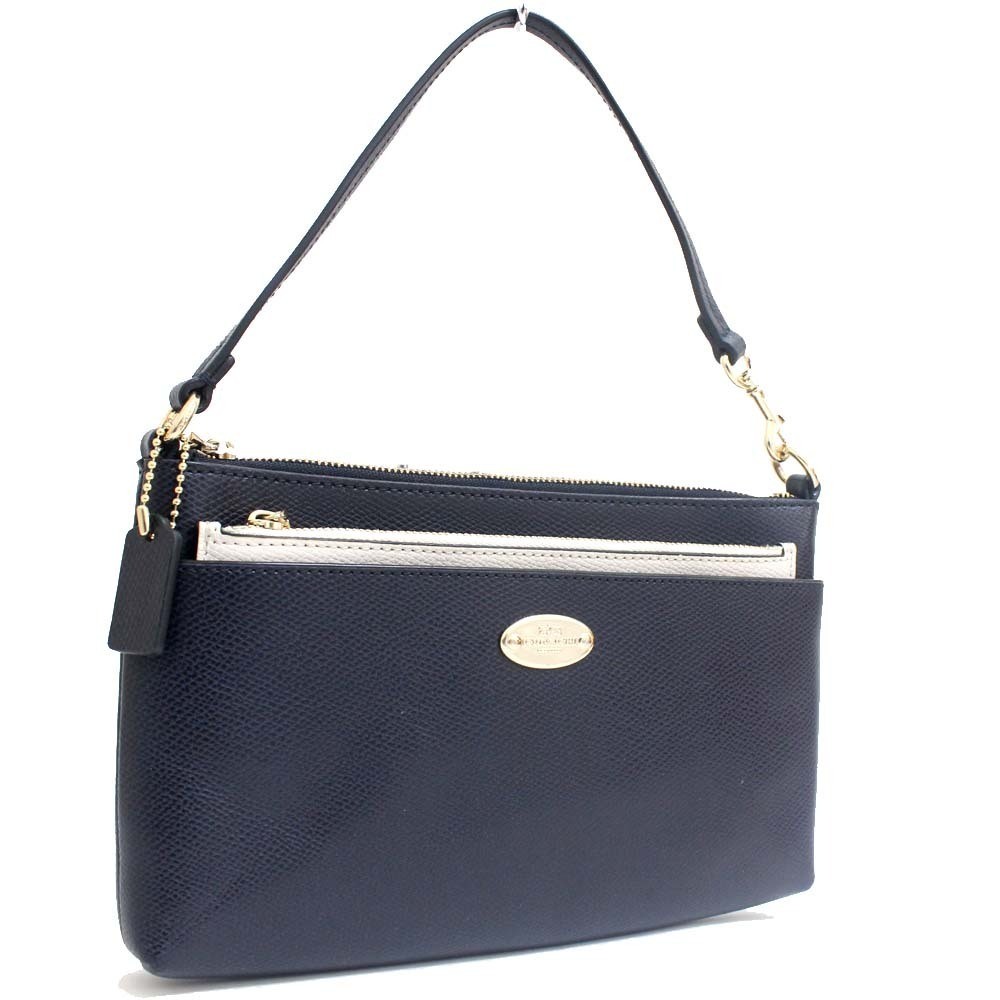 Coach Navy Embossed Leather Logo Handbag F53014 Pre-Owned