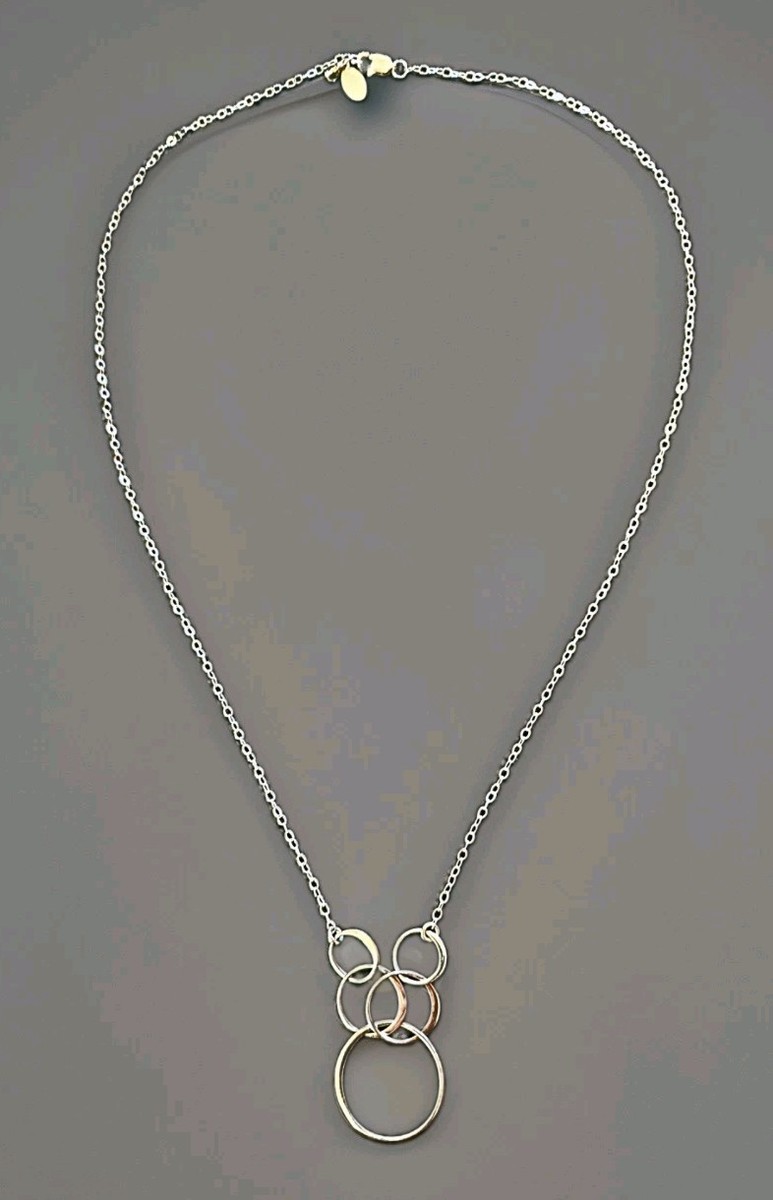 VINTAGE STERLING SILVER PENDANT OF 5  CONNECTED CIRCLES SIGNED & STAMPED EFY 925 View 3