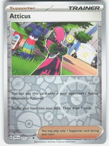 Atticus 077/091 Paldean Fates Reverse Holo Uncommon