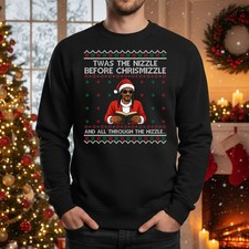 Twas The Nizzle Funny Christmas Jumper Printed Hip Hop Rapper Xmas Gift Ugly Top