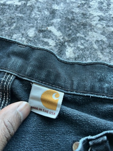 2000s Carhartt Double Knee Work Jeans 38x32 Black Denim - Picture 3 of 3