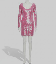 Jump Apparel Women Juniors Pink Sequined Lined Open-Back Bodycon Dress Size M
