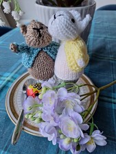 2 x Hand Knitted bunny rabbit Egg Cosy - fantastic Easter present cover Yw blue