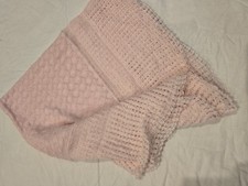 Vintage Baby Blanket Delicate Pretty Pink Dupont Orlon Knit Handmade USA