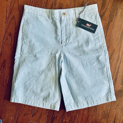 Vineyard Vines B Boys Breakers Blue Striped Cotton Seersucker Chino Shorts  18