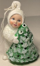 Inge-Glas Snow Kinder 3.5  Ornament Girl With Christmas Tree German