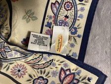 Talbots Ivory Blue Pink Floral Paisley 100 Silk Square Scarf 21x21 Japan